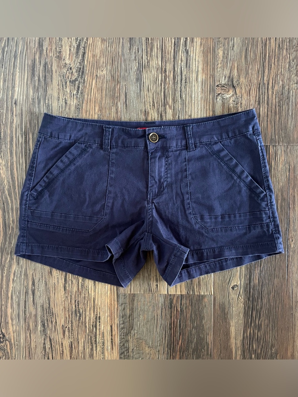 Y2K Unionbay Utility Cargo Shorts Womens Jrs 11 Blue Hiking Casual Grunge Summer